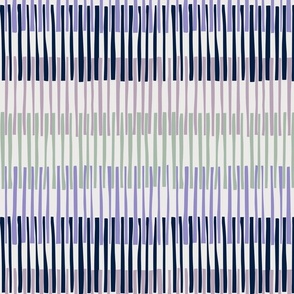 Block print geometrics stripes lilac blue - M