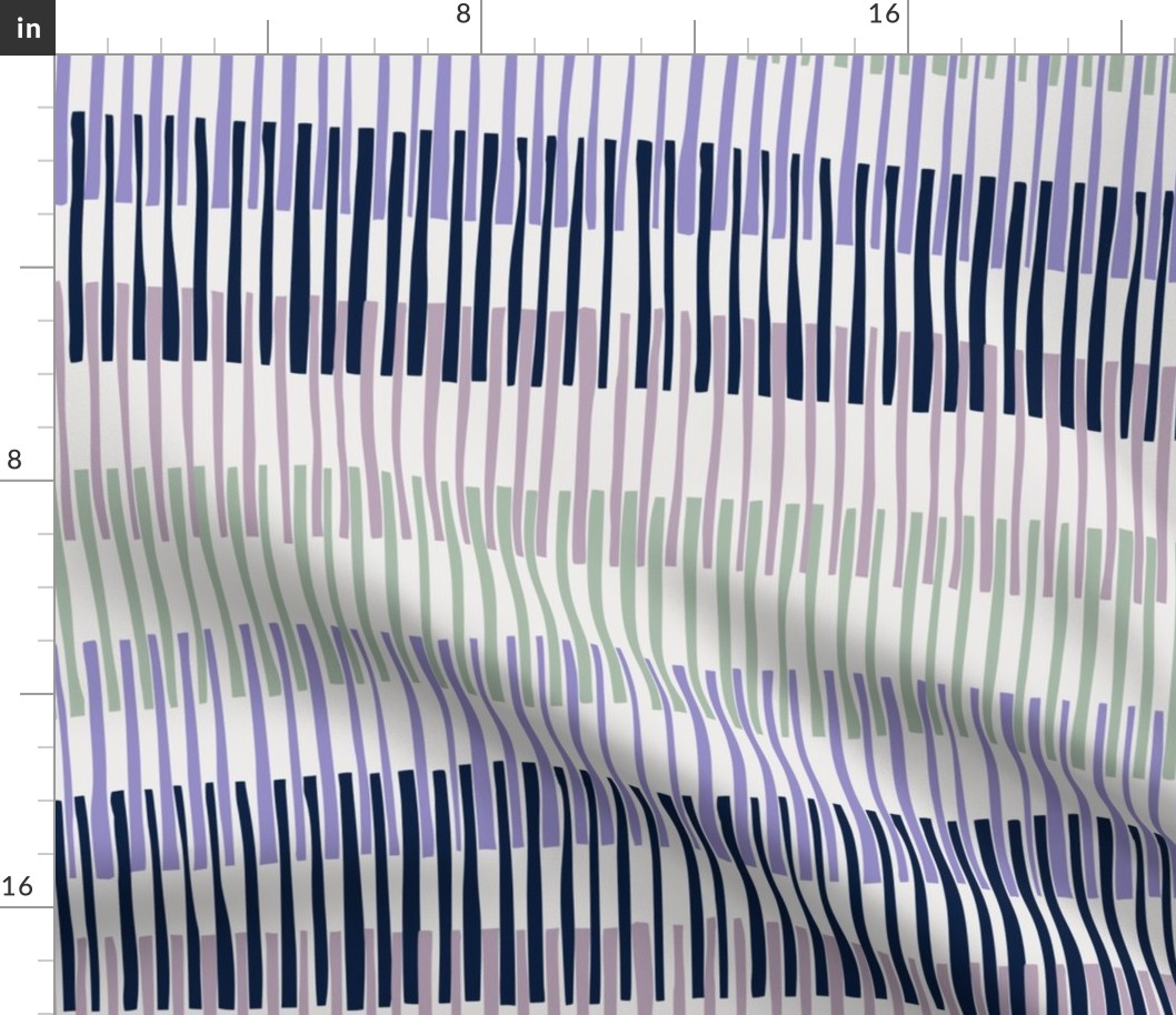Block print geometrics stripes lilac blue - M