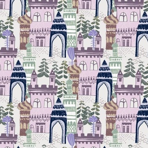 Block print Home pattern lilac - M