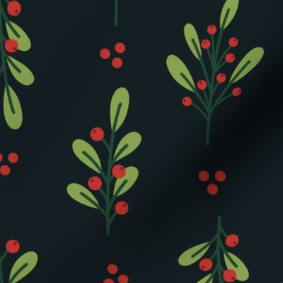 Large Holiday Winterberries on Midnight Blue