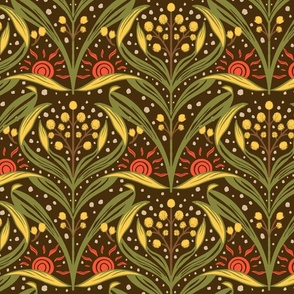 [L] ‘Sunshine Wattle’ Historical Vintage Floral Pattern - Earthy Yellow #P240095