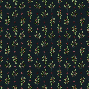 Small Holiday Winterberries on Midnight Blue