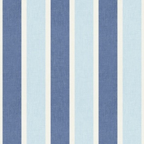 Awning stripe textured denim blue, off white and sky baby blue 