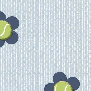 Tennis Flower Loose Polka Dot - Green Ball - Navy Flower - Oxford Blue Pin Stripe - Jumbo