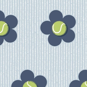 Tennis Flower Tight Polka Dot - Green Ball - Navy Flower - Oxford Blue Pin Stripe - Jumbo