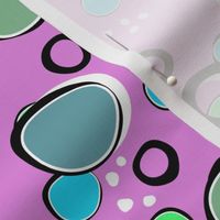 Children's cheerful pattern in multi-colored spots and polka dots