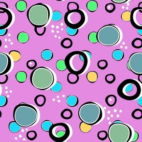 Children's cheerful pattern in multi-colored spots and polka dots