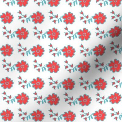 Flowers Red and Teal