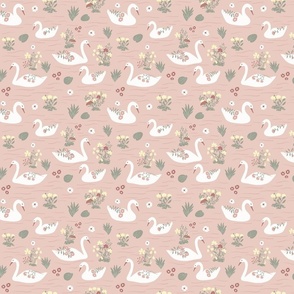 Serene Pink Swan Lake - MEDIUM 7x6