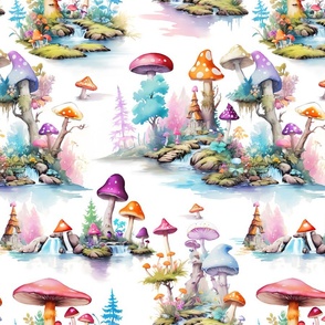 Magical Mushroom Wateroclor Forest