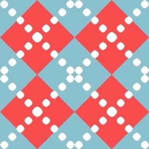 Argyle Red and Teal Large