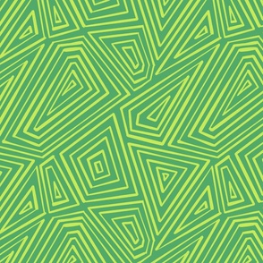 Hand Drawn Geometric Polygon Stripes, Acid Green on Tree Frog Green (Medium Scale)