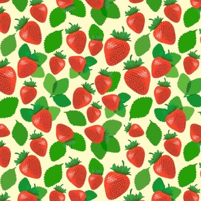 Hand-drawn Strawberry Pattern On Cream