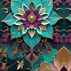 Gorgeous Fantasy Flowers - Paper Art Inspired - Detailed Damask - Large