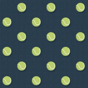 Tennis Ball Polka Dot - Green on Navy Pinstripe - Large