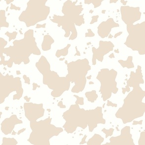 Cow Print in Beige on Solid Cream Background