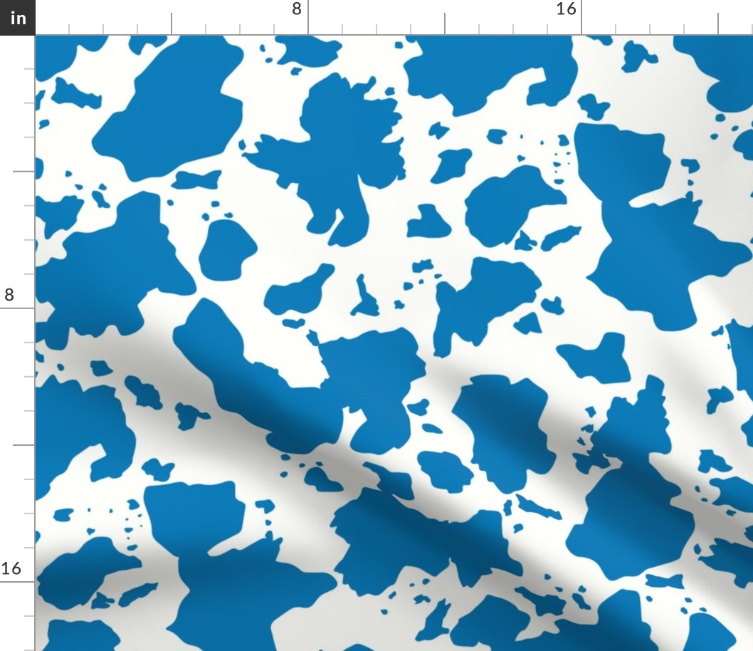 Cow Print in Blue on Cream Background