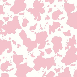 Cow Print in Pink on Cream Background