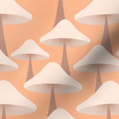 (XXS) Minimal Abstract Retro Mushrooms Fleet in peach fuzz 8. #retromushrooms #abstractfungi  #peachypastel  #70s #minimalmushrooms #minimalabstract #spoonflowercollection #midcentury #magicalmushrooms #forestbiome 