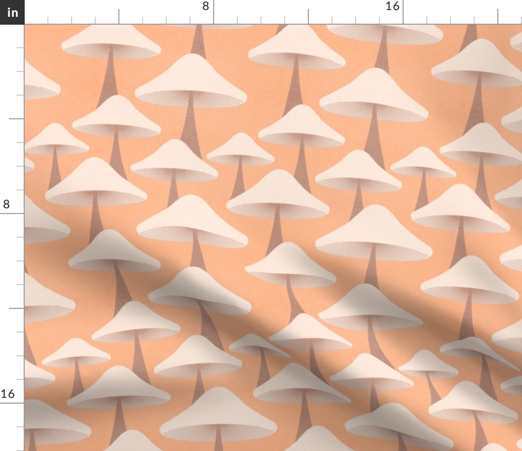 (XXS) Minimal Abstract Retro Mushrooms Fleet in peach fuzz 8. #retromushrooms #abstractfungi  #peachypastel  #70s #minimalmushrooms #minimalabstract #spoonflowercollection #midcentury #magicalmushrooms #forestbiome 