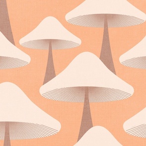 (M) Minimal Abstract Retro Mushrooms Fleet in peach fuzz 8. #retromushrooms #abstractfungi  #peachypastel  #70s #minimalmushrooms #minimalabstract #spoonflowercollection #midcentury #magicalmushrooms #forestbiome 