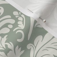 Art Nouveau Damask -Sage Green and White