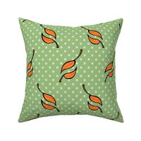 Fall Tango orange on green dark dots