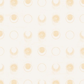 Full Moon - Crescent Moon - Hand Drawn Lunar Cycle -Sweet Cream Yellow on White