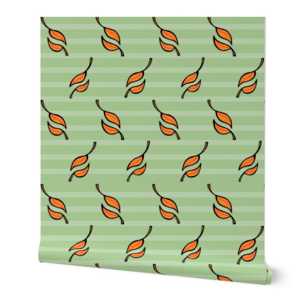 Fall Tango orange on green stripes