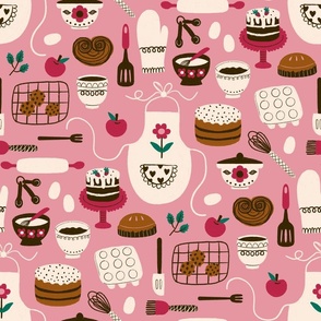 Baking - Doodle A Day January 23 - Pink background