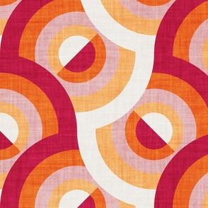 Jumbo scale rotated // Here comes the sun // cardinal red orange and blush pink 70s inspirational groovy geometric suns