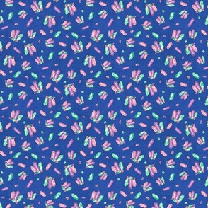 Shining Crystals: Pink, Green, and Purple Gems in a Tossed Pattern