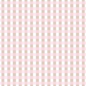 Pastel Pink and Cappuccino Dark Vanilla Light Brown Abstract Gingham Check Square Grid Coordinate