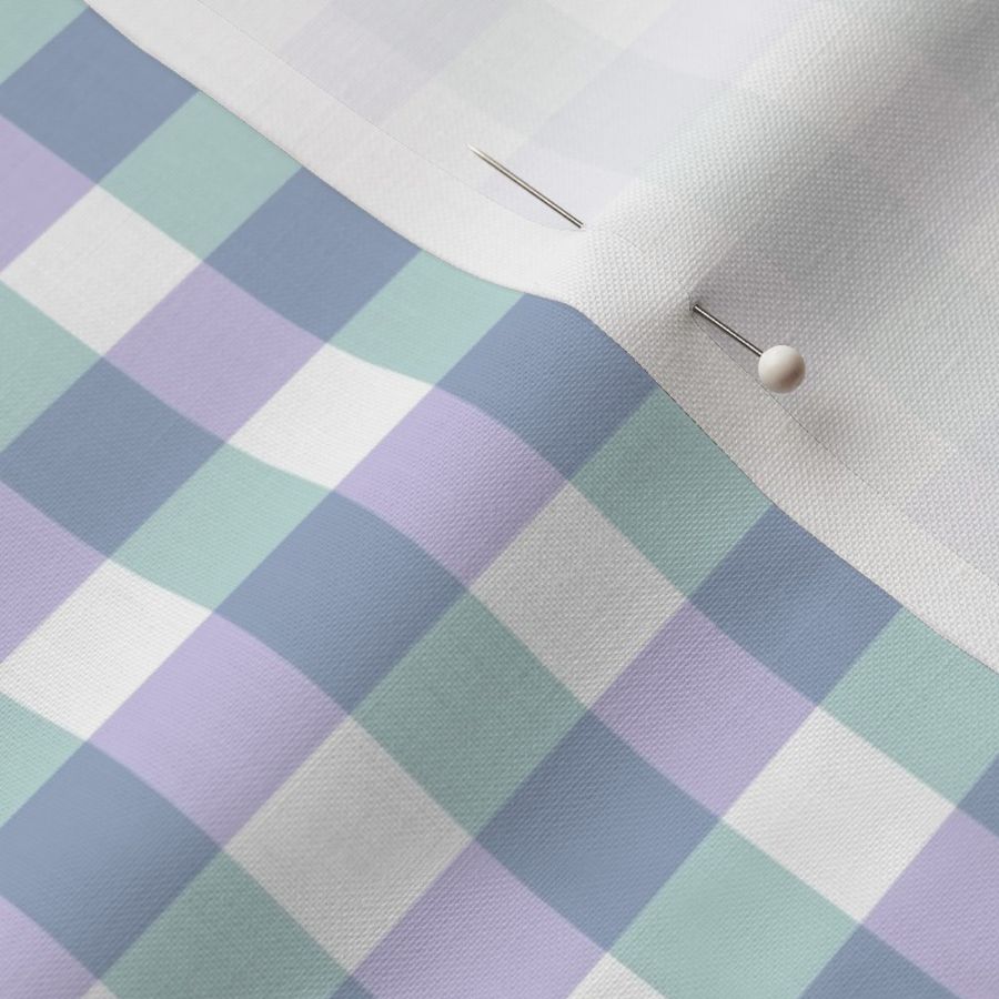 Purple Lilac and Green Abstract Gingham Check Square Grid