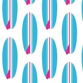 Aqua Ocean Blue and Hot Pink Classic Surfboards -Large Size