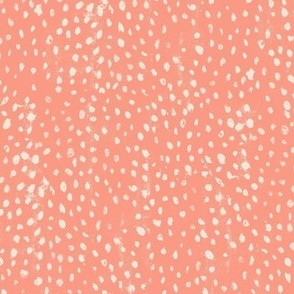 Medium Painted Cream Mushroom Spots on Peach Pink