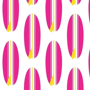 Hot Pink and Yellow Classic Surfboards -Large Size