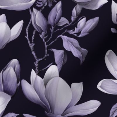 Magnolia Spring Romance Monochrome Purple Medium Scale