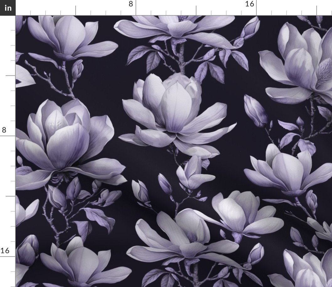 Magnolia Spring Romance Monochrome Purple Medium Scale