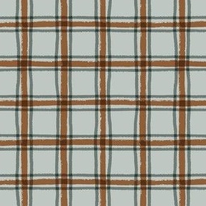 Rustic Gingham {on Smoke / Green Blue} Terracotta Wonky Stripes, Jade Imperfect Plaid
