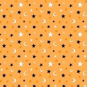 Halloween Moon and Stars on Orange (2x2)