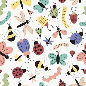Large // Porter: Garden Bugs - Butterfly, Ladybug, Worm, Caterpillar, Bee, Dragonfly