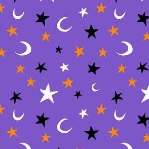 Halloween Moon and Stars on Purple