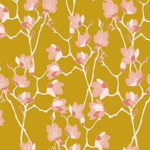 Spring Bloom Magnolia - Mustard/Blush Pink - 20 inch