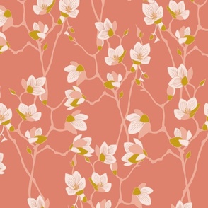 Spring Bloom Magnolia - Dusky Rose Pink/Mustard - 20 inch