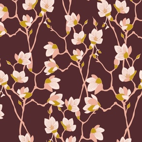 Spring Bloom Magnolia - Plum/Pink/Mustard - 20 inch