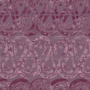 Hand-stamped Arches and Swirls - Geometric Block Print - Purple 