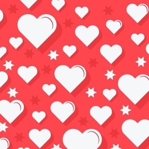 3D Hearts -Red