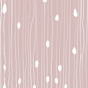 Drops and dots with intermittent broken lines, off-white on broken pink / kept love letters - large scale