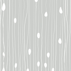 Drops and dots with intermittent broken lines, off-white on  silver grey / harbor gray - large scale